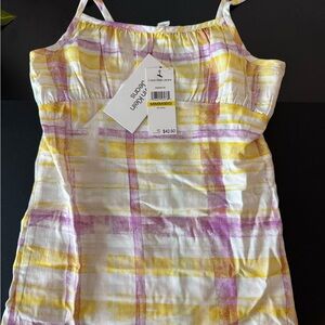 Calvin Klein Girls Plaid Ruched Bodice Slip Dress